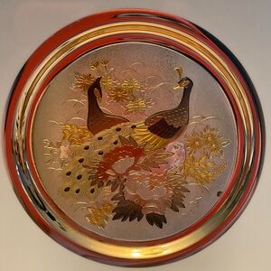 Super Nice 2 Peacock THE ART OF CHOKIN Japanese 24 KT Edged Collectors Plate